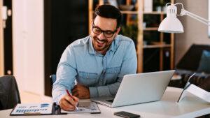 Man in Quiet Home Office