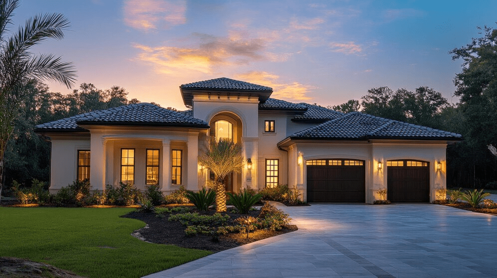 The outside of a beautiful new energy-efficient home.