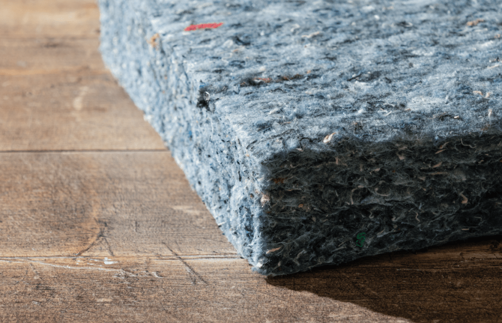 Close up of acoustic insulation material used for soundproofing for commercial spaces.